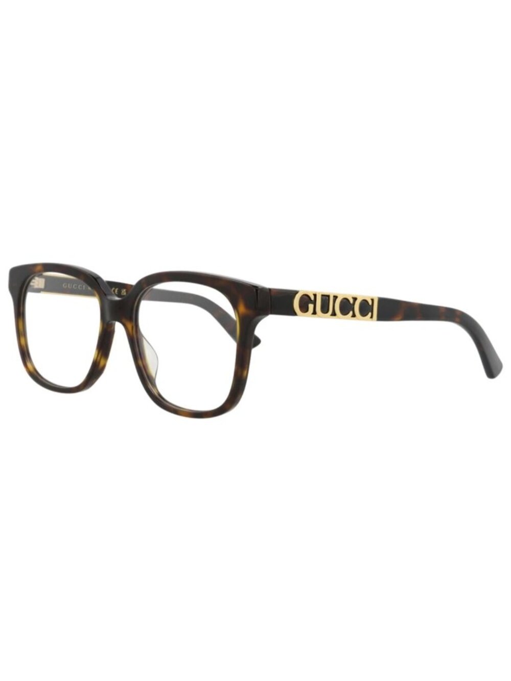 New Gucci Women's Eyeglasses Square Rectangle Acetate Frame Havana Havana